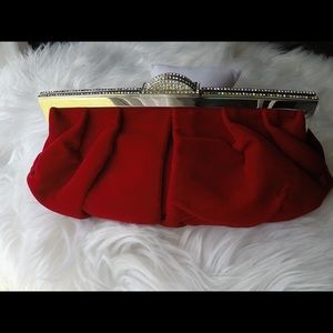 Judith Leiber Couture "Natalie" velvet clutch bag.